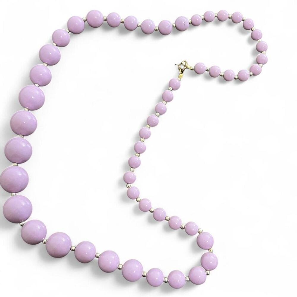Lavender beaded necklace with silver